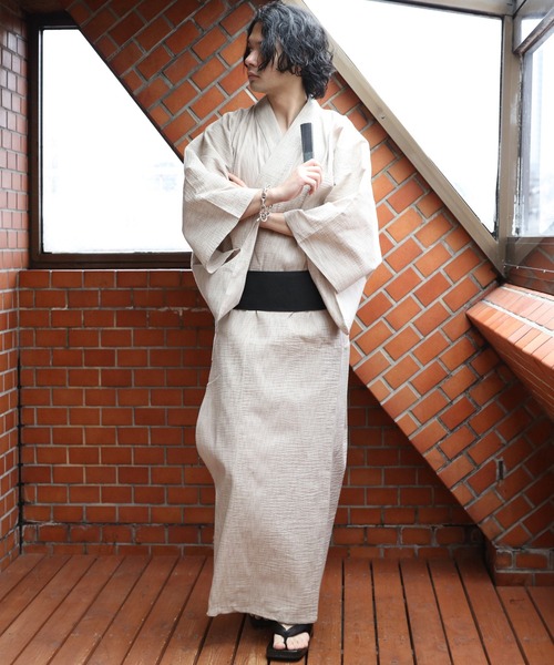 【セール】しじら浴衣 3点セット ゆかた 帯 下駄 コットン（浴衣）｜８(eight)（エイト）