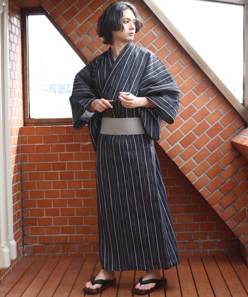 【セール】しじら浴衣 3点セット ゆかた 帯 下駄 コットン（浴衣）｜８(eight)（エイト）