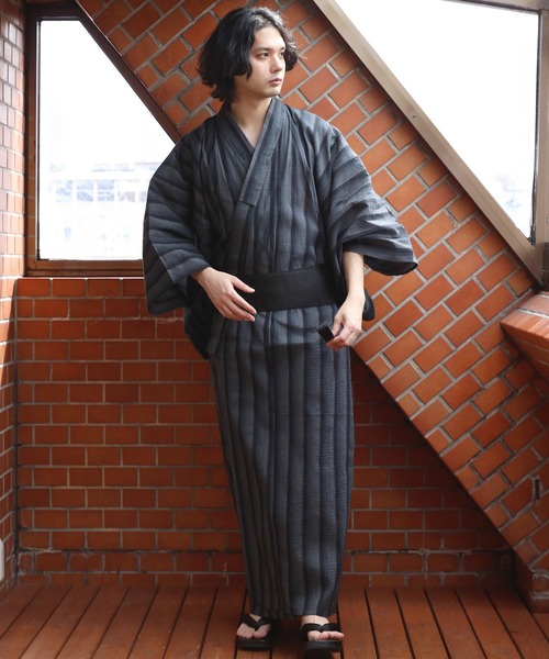 【セール】しじら浴衣 3点セット ゆかた 帯 下駄 コットン（浴衣）｜８(eight)（エイト）