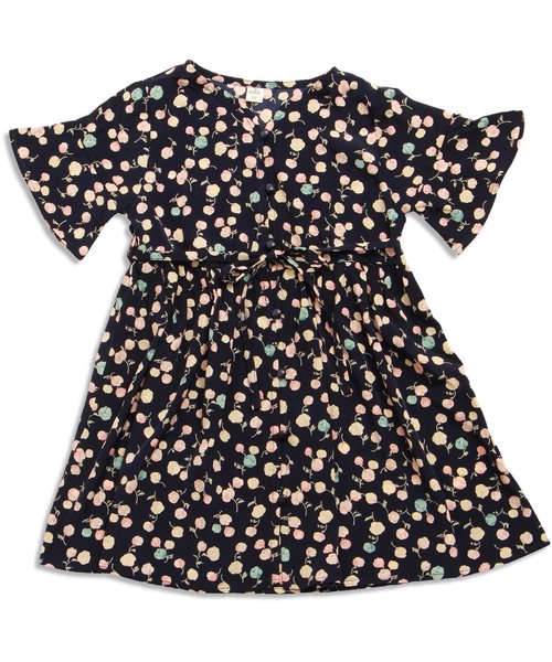 apres les cours（アプレレクール）の「5分袖花柄シャツワンピース（ワンピース・キッズ・ネイビー/オフホワイト・100/120/110/80/90/140/130）」の2枚目の写真