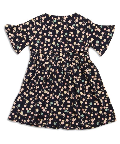 apres les cours（アプレレクール）の「5分袖花柄シャツワンピース（ワンピース・キッズ・ネイビー/オフホワイト・100/120/110/80/90/140/130）」の3枚目の写真