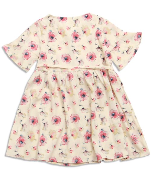 apres les cours（アプレレクール）の「5分袖花柄シャツワンピース（ワンピース・キッズ・ネイビー/オフホワイト・100/120/110/80/90/140/130）」の4枚目の写真