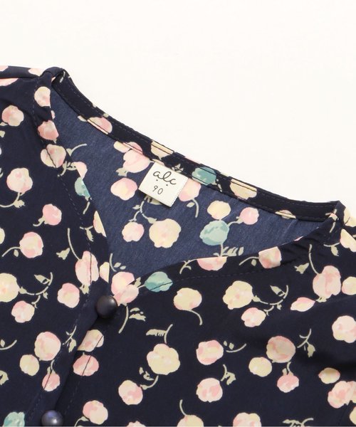 apres les cours（アプレレクール）の「5分袖花柄シャツワンピース（ワンピース・キッズ・ネイビー/オフホワイト・100/120/110/80/90/140/130）」の5枚目の写真