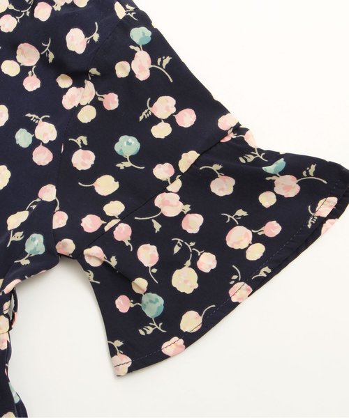 apres les cours（アプレレクール）の「5分袖花柄シャツワンピース（ワンピース・キッズ・ネイビー/オフホワイト・100/120/110/80/90/140/130）」の7枚目の写真