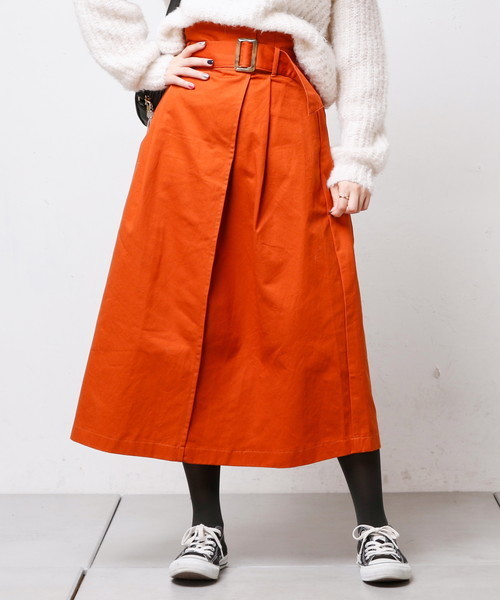 natural couture（ナチュラルクチュール）の「ハイウエストラップ風スカート（スカート・レディース・ブラック/ベージュ/レンガ・FREE）」の3枚目の写真