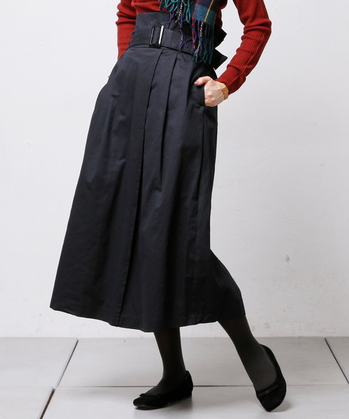 natural couture（ナチュラルクチュール）の「ハイウエストラップ風スカート（スカート・レディース・ブラック/ベージュ/レンガ・FREE）」の2枚目の写真