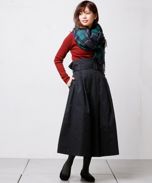 natural couture（ナチュラルクチュール）の「ハイウエストラップ風スカート（スカート・レディース・ブラック/ベージュ/レンガ・FREE）」の14枚目の写真