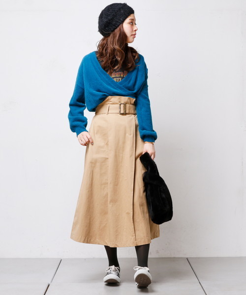 natural couture（ナチュラルクチュール）の「ハイウエストラップ風スカート（スカート・レディース・ブラック/ベージュ/レンガ・FREE）」の12枚目の写真