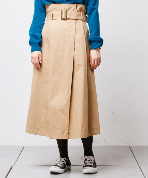natural couture（ナチュラルクチュール）の「ハイウエストラップ風スカート（スカート・レディース・ブラック/ベージュ/レンガ・FREE）」の4枚目の写真