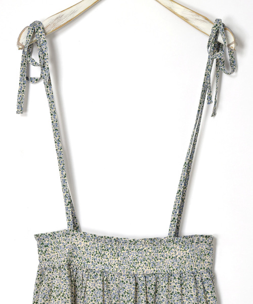 w closet(ダブルクローゼット)の「小花柄パイピングティアードスカート(スカート・レディース・オフホワイト/グリーン系その他/ネイビー・FREE)」の4枚目の写真