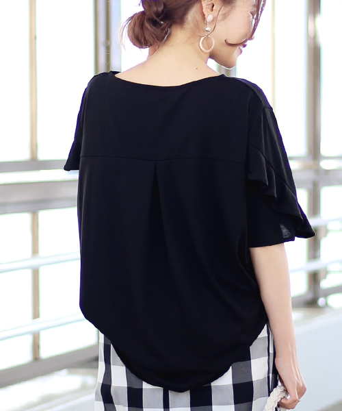 Bab Bou Jeloud（バブブージュルード）の「【WEB限定】ゆったりデコルテT◇袖フリルＴシャツ（Tシャツ/カットソー・レディース・ホワイト/ブラック/A/B・FREE）」の20枚目の写真