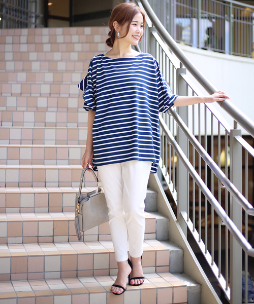 Bab Bou Jeloud（バブブージュルード）の「【WEB限定】ゆったりデコルテT◇袖フリルＴシャツ（Tシャツ/カットソー・レディース・ホワイト/ブラック/A/B・FREE）」の21枚目の写真