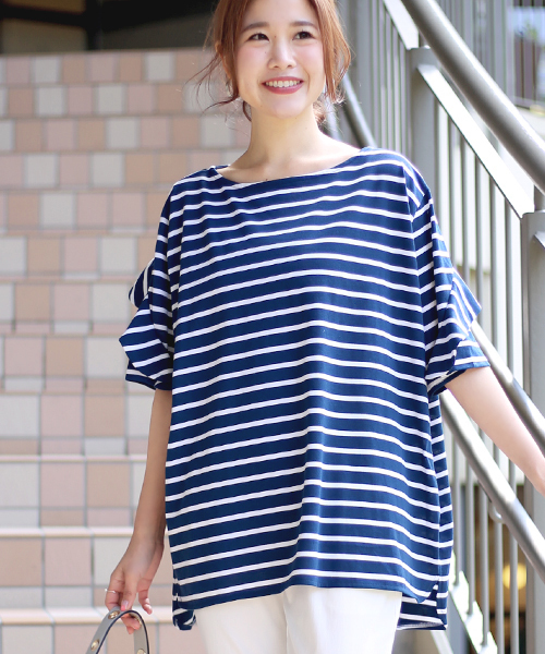 Bab Bou Jeloud（バブブージュルード）の「【WEB限定】ゆったりデコルテT◇袖フリルＴシャツ（Tシャツ/カットソー・レディース・ホワイト/ブラック/A/B・FREE）」の22枚目の写真