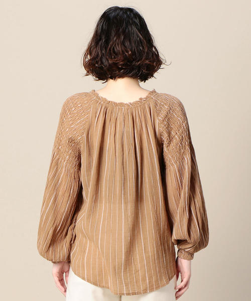 KIIRA（キーラ）の「＜KiiRA＞ストライプブラウス о（シャツ/ブラウス・レディース・ナチュラル/ダークブラウン・FREE）」の8枚目の写真