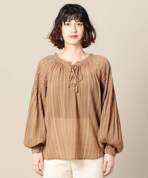 KIIRA（キーラ）の「＜KiiRA＞ストライプブラウス о（シャツ/ブラウス・レディース・ナチュラル/ダークブラウン・FREE）」の12枚目の写真