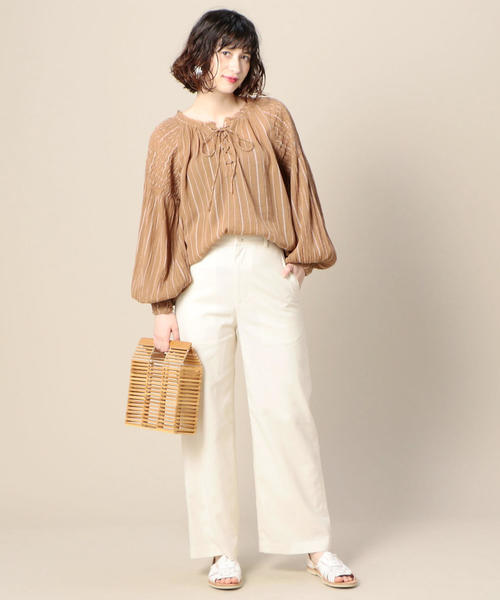 KIIRA（キーラ）の「＜KiiRA＞ストライプブラウス о（シャツ/ブラウス・レディース・ナチュラル/ダークブラウン・FREE）」の10枚目の写真