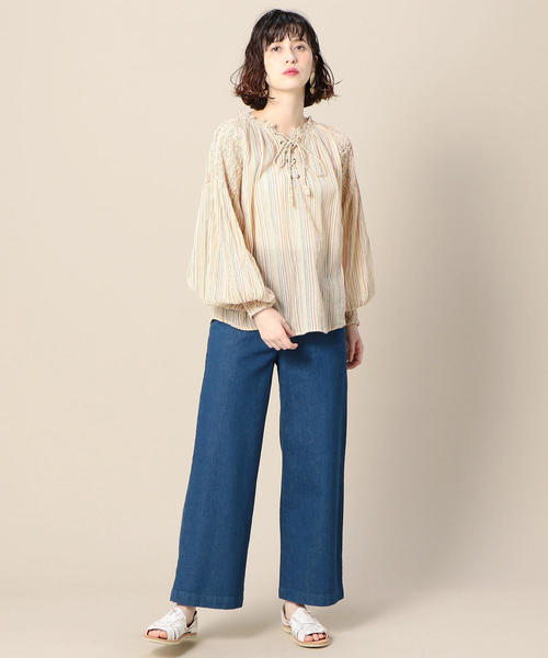 KIIRA（キーラ）の「＜KiiRA＞ストライプブラウス о（シャツ/ブラウス・レディース・ナチュラル/ダークブラウン・FREE）」の4枚目の写真