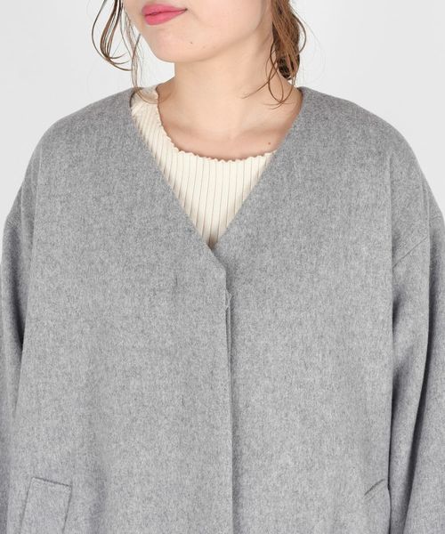 Khaju（カージュ）の「Khaju:Vネックフレアコート◇（その他アウター・レディース・グレー/オリーブ/キャメル・ONE SIZE）」の10枚目の写真