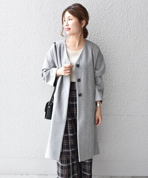 Khaju（カージュ）の「Khaju:Vネックフレアコート◇（その他アウター・レディース・グレー/オリーブ/キャメル・ONE SIZE）」の16枚目の写真