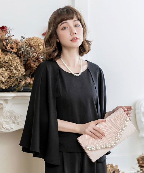 DRESS STAR(ドレス スター)の「パールビジューラディアルサテンプリーツクラッチバッグ(クラッチバッグ・レディース・ナチュラル/ブラック/ピンク/ワインレッド・フリー)」の10枚目の写真