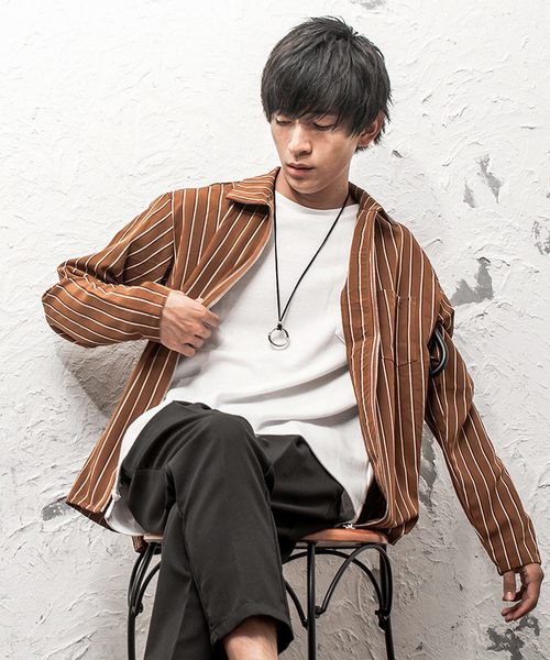 MinoriTY（マイノリティ）の「ランダムストライプドリズラー　長袖（その他アウター・メンズ・ブラック/ネイビー/ブラウン/カーキ・M/L）」の2枚目の写真