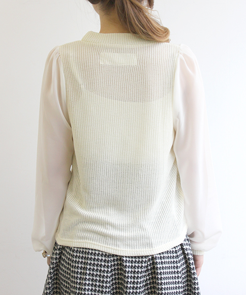 Chico（チコ）の「ﾊｲﾈｯｸ畦編みﾊﾟﾌ長袖（ニット/セーター・レディース・ホワイト/ライトブルー/グレー/ブラック・FREE）」の6枚目の写真