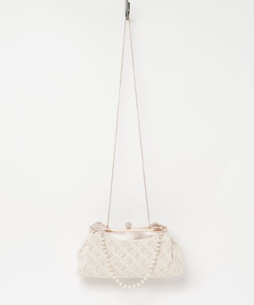 Cupid Heart(キューピッドハート)の「【Cupid Heart】結婚式おすすめBAG♪パール持ち手フリルパーティーBAG(ハンドバッグ・レディース・ブラック/ベージュ・MEDIUM)」の15枚目の写真