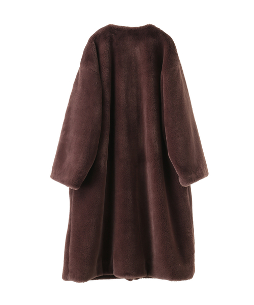 CLANE（クラネ）の「NO-COLLAR FUR COAT（その他アウター・レディース・ブラウン/アイボリー・2）」の4枚目の写真