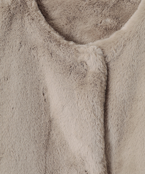 CLANE（クラネ）の「NO-COLLAR FUR COAT（その他アウター・レディース・ブラウン/アイボリー・2）」の3枚目の写真