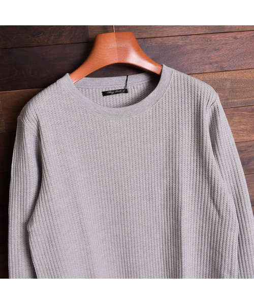 Bling Leads（ブリングリーズ）の「【Bl】ビッグ　ワッフルクルーロンＴ（Tシャツ/カットソー・メンズ・ブラック/グレー/オフホワイト・MEDIUM/LARGE/X-LARGE）」の10枚目の写真