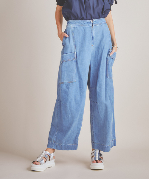 MUVEIL WORK（ミュベールワーク）の「【MUVEIL WORK】ボリュームデニムパンツ（デニムパンツ・レディース・ホワイト/ネイビー/ブルー・38/36）」の3枚目の写真