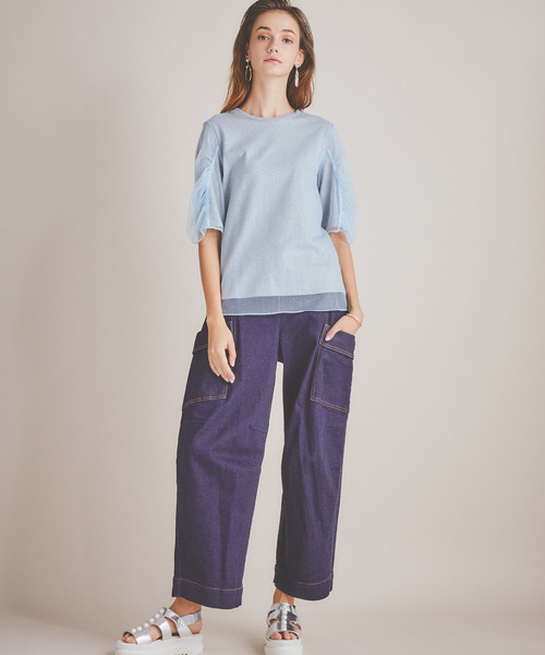 MUVEIL WORK（ミュベールワーク）の「【MUVEIL WORK】ボリュームデニムパンツ（デニムパンツ・レディース・ホワイト/ネイビー/ブルー・38/36）」の15枚目の写真