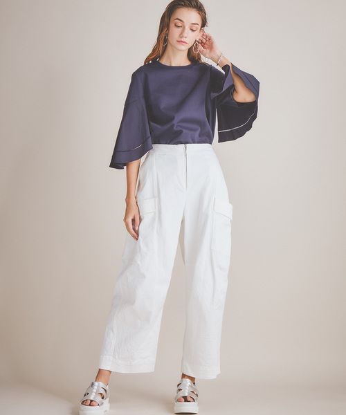 MUVEIL WORK（ミュベールワーク）の「【MUVEIL WORK】ボリュームデニムパンツ（デニムパンツ・レディース・ホワイト/ネイビー/ブルー・38/36）」の14枚目の写真