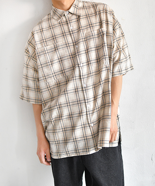 PairPair（ペアペア）の「チェック柄ビッグシルエットシャツ（シャツ/ブラウス・メンズ・ネイビー/アイボリー・FREE）」の5枚目の写真