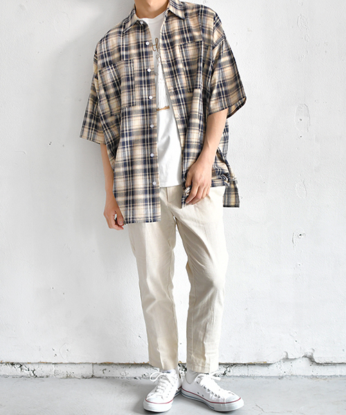 PairPair（ペアペア）の「チェック柄ビッグシルエットシャツ（シャツ/ブラウス・メンズ・ネイビー/アイボリー・FREE）」の20枚目の写真