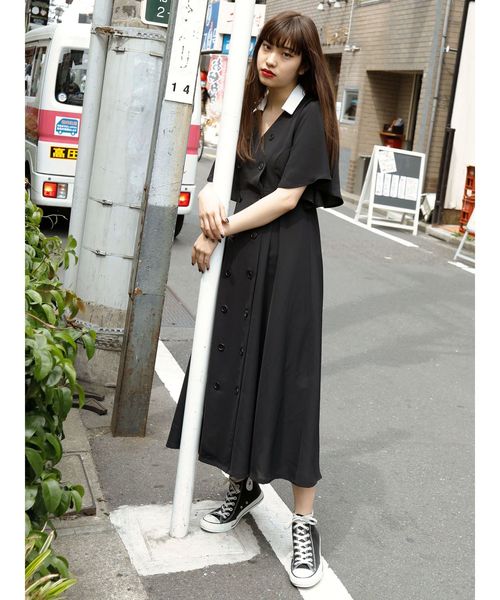 jouetie(ジュエティ)の「ノーカラーダブルボタンワンピース(ワンピース・レディース・その他1/その他2/ブラック・MEDIUM)」の7枚目の写真