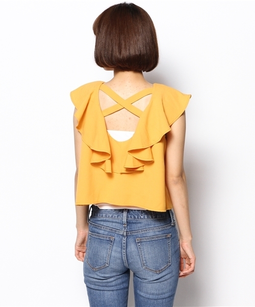 Kastane（カスタネ）の「【Kastane】BACKクロスタンクブラウス（シャツ/ブラウス・レディース・イエロー/ライトベージュ/ネイビー/レッド・FREE）」の7枚目の写真