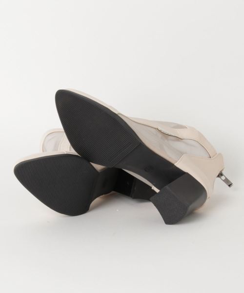 STYLEBLOCK（スタイルブロック）の「メッシュポインテッドトゥチャンキーヒールショートブーツブーティ（ブーツ・レディース・ベージュ/グレー・39/36/37/38/35）」の4枚目の写真