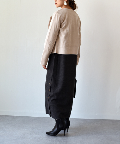 k*（ケイ）の「パステルカラースエードポンチライダースジャケット（ライダースジャケット・レディース・ライトグレー/ピンク/アイボリー・M）」の18枚目の写真