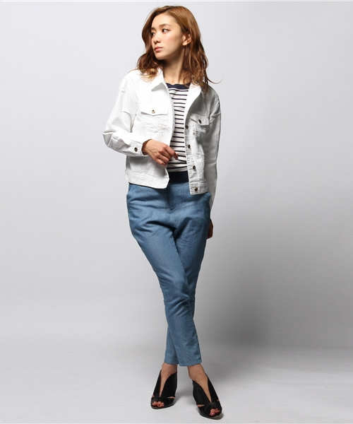 ROSE BUD（ローズバッド）の「LJ-14118 WESTERN JACKET（デニムジャケット・レディース・ホワイト/ダークブルー・ONE SIZE）」の9枚目の写真