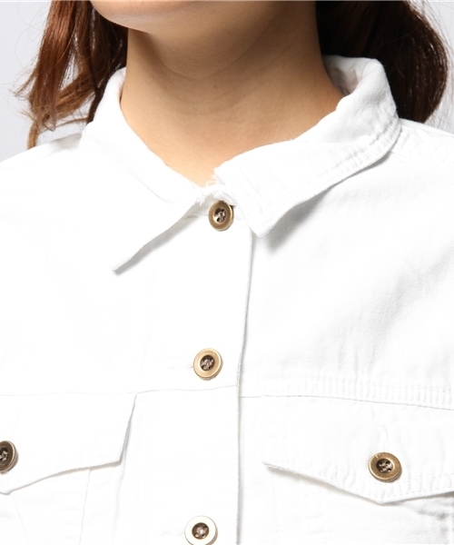 ROSE BUD（ローズバッド）の「LJ-14118 WESTERN JACKET（デニムジャケット・レディース・ホワイト/ダークブルー・ONE SIZE）」の8枚目の写真