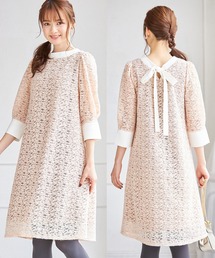 tocco closet | 後ろりぼん付き配色レースワンピース(ワンピース)
