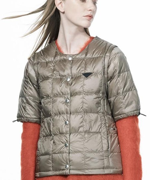 TAION（タイオン）の「TAION EXTRA / クルーネックインナーダウンセット WOMENS（ダウンジャケット/コート・レディース・グレー/カーキ/オリーブ/ホワイト/ブラック/ネイビー/ピンク/オレンジ・X-LARGE/SMALL/MEDIUM/LARGE）」の10枚目の写真