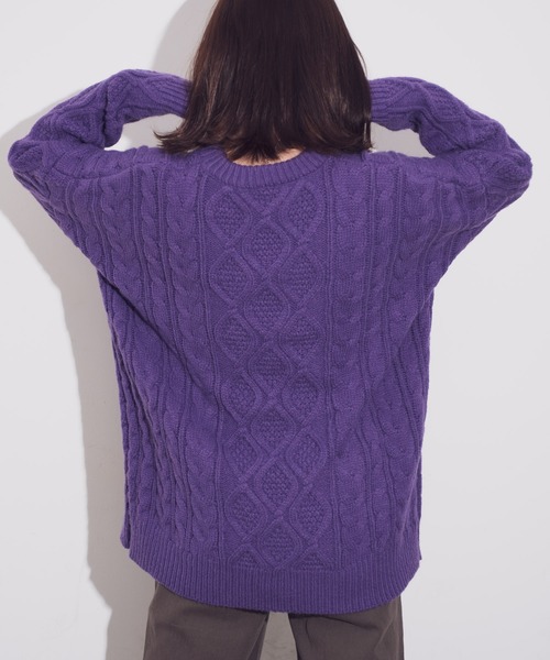 Aunt Marie's(アントマリーズ)の「AUNT MARIE'S クルーネックケーブルニット(ニット/セーター・レディース・チャコールグレー/パープル/ブラウン/ナチュラル・FREE)」の20枚目の写真