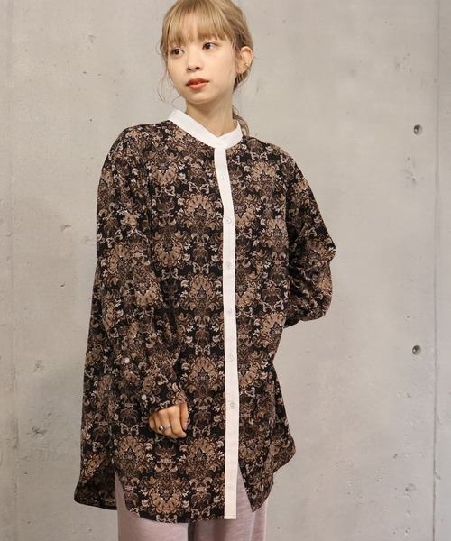 tiptop（ティップトップ）の「バンドカラーシャツチュニック（シャツ/ブラウス・レディース・ブラック/ベージュ/オフホワイト/アイボリー/C/B/A・FREE）」の6枚目の写真