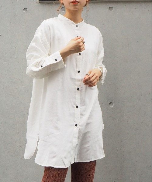 tiptop(ティップトップ)の「2020SS【web限定アイテム】バンドカラーシャツチュニック(シャツ/ブラウス)」|アイボリー