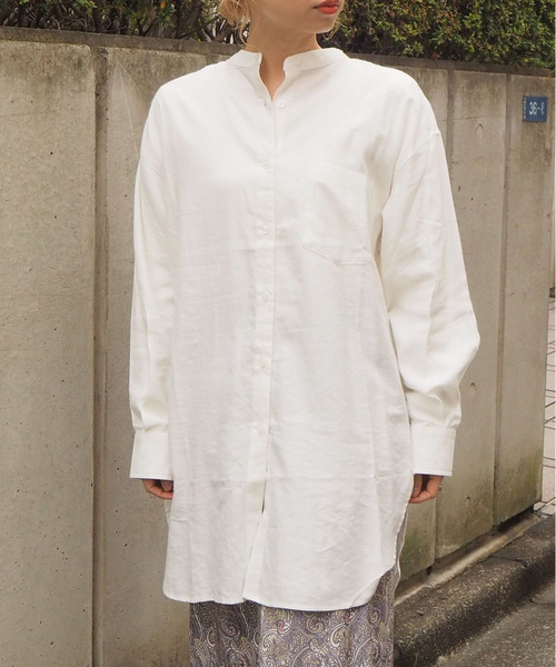 tiptop（ティップトップ）の「バンドカラーシャツチュニック（シャツ/ブラウス・レディース・ブラック/ベージュ/オフホワイト/アイボリー/C/B/A・FREE）」の8枚目の写真