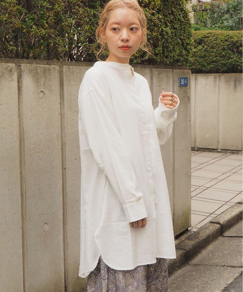 tiptop（ティップトップ）の「バンドカラーシャツチュニック（シャツ/ブラウス・レディース・ブラック/ベージュ/オフホワイト/アイボリー/C/B/A・FREE）」の9枚目の写真