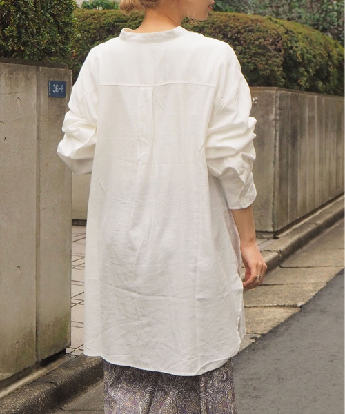 tiptop（ティップトップ）の「バンドカラーシャツチュニック（シャツ/ブラウス・レディース・ブラック/ベージュ/オフホワイト/アイボリー/C/B/A・FREE）」の11枚目の写真