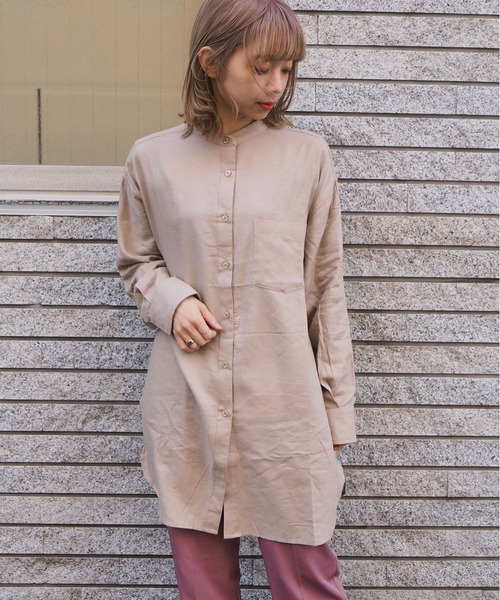 tiptop（ティップトップ）の「バンドカラーシャツチュニック（シャツ/ブラウス・レディース・ブラック/ベージュ/オフホワイト/アイボリー/C/B/A・FREE）」の20枚目の写真